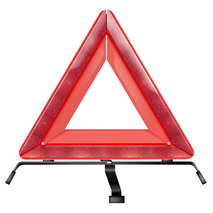 Vector realistic, 3D warning triangle on a white background