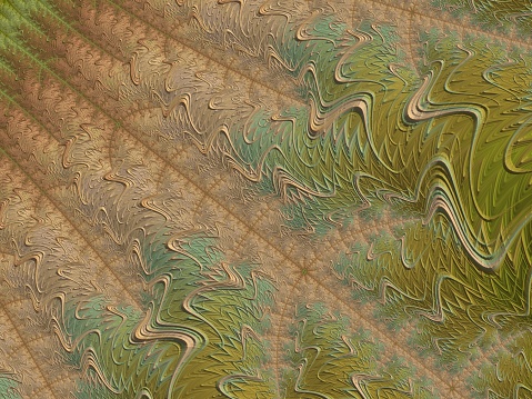 A closeup of decorative Marbled Paper in Olive Green Brown colors