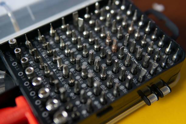 istock Closeup of a multifunctional screwdriver set in a box 1447083280