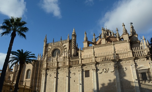 Seville, Spain – November 15, 2022: The Cathedral of Saint Mary of the See, also known as Seville Cathedral, Seville, Andalusia, Spain. November 15, 2022.