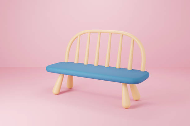 istock Blue bench in the pink room. 3D mock up. 3D render illustration. 1447085433
