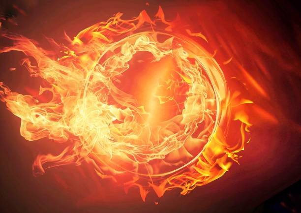 istock 3d illustration of a burning red fireball 1447086656