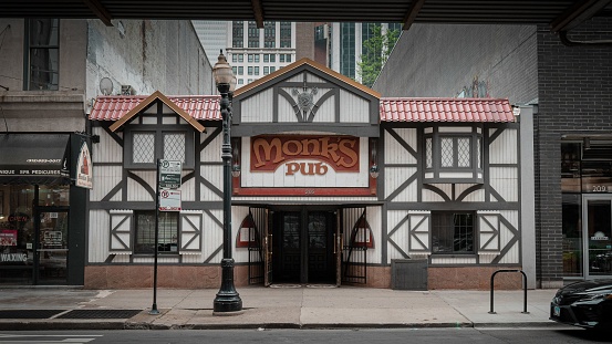 Chicago, United States – June 29, 2022: The historic Monk's Pub in Chicago, USA