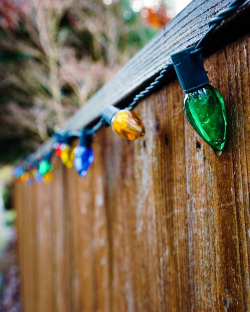 istock Colorful bulbs on the wooden wall 1447088957