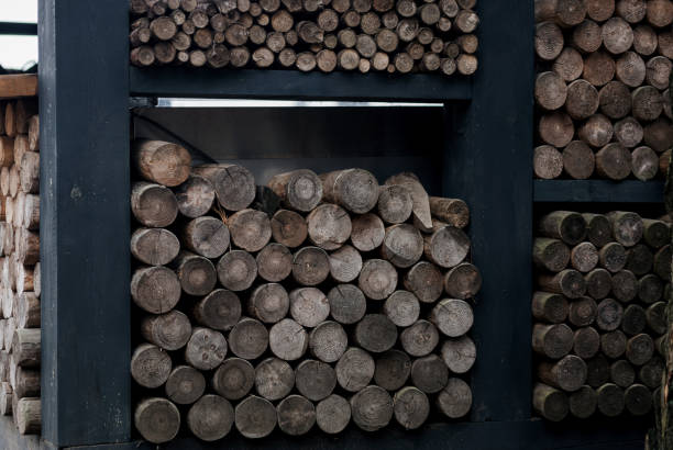 Wooden wall interior decor with different depths