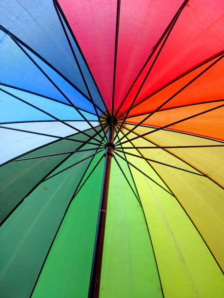 istock Beautiful rainbow umbrella wallpaper 1447089755
