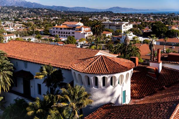 istock Drone view of the Santa Barbara County Courthouse surrounded by tropical trees 1447089848