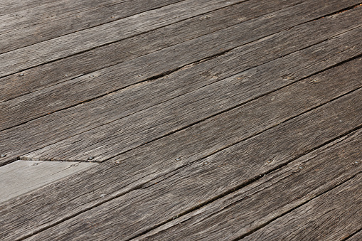 Looking along part of a timber deck.