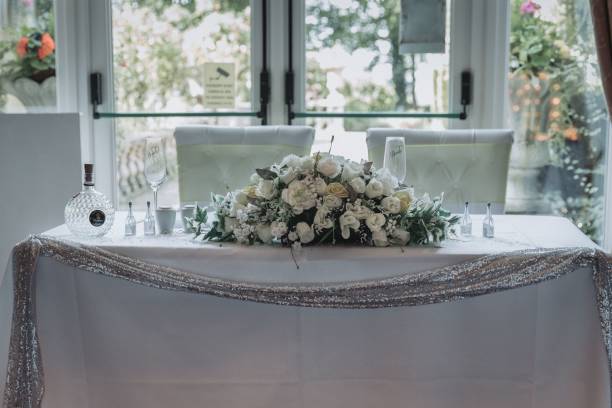 istock Wedding table decoration in the hall 1447092999