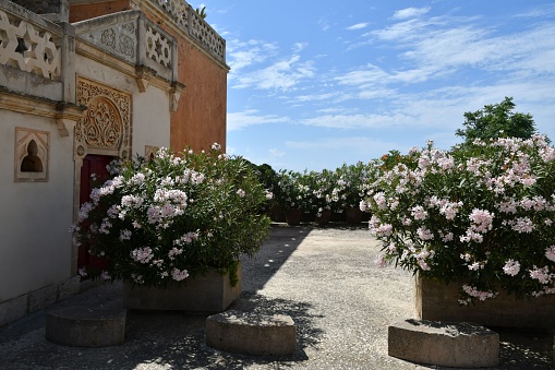 view of the fountain located in piazza Matteotti, in front of the town hall in Sestri Levante, Genoa, Italy