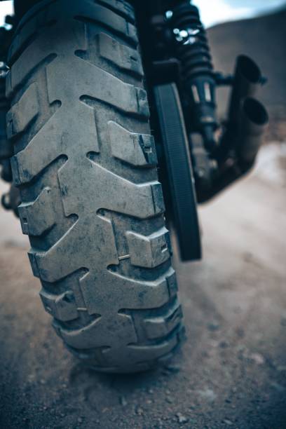 istock Vertical shot of a mountain car wheel 1447094096