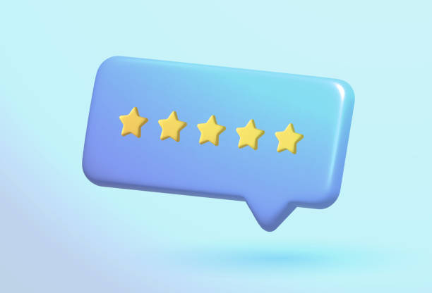 istock Customer Satisfaction Rating 3d illustration. Giving Five Star Feedback CSAT, Consumer review concept 1447095486