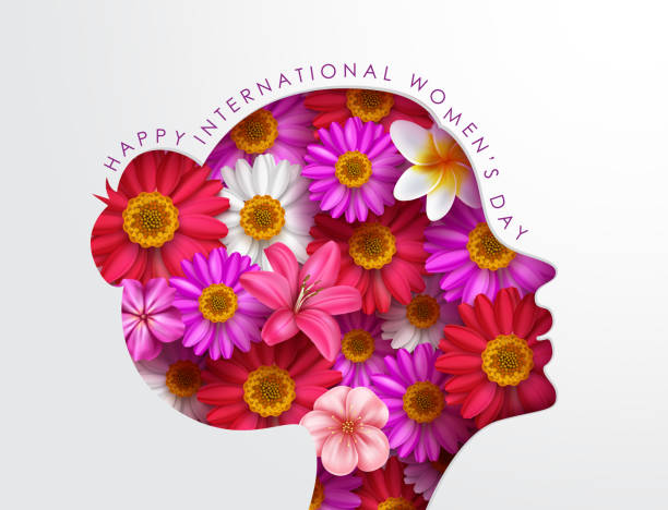 ilustrações de stock, clip art, desenhos animados e ícones de women's day international vector concept design. woman head side face silhouette with blooming flower elements - dia internacional da mulher