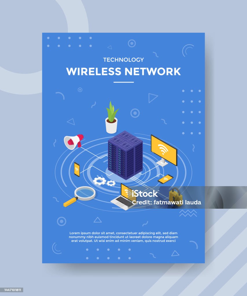Template Poster Computer Network Technology Wireless Network Server Connecting Device Computer ...