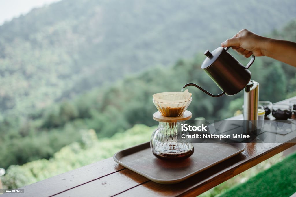 Make a drip coffee in the morning Arabica Coffee - Drink Stock Photo