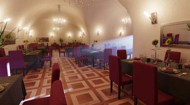 istock Realistic 3D Render of Romantic Restaurant 1447103833
