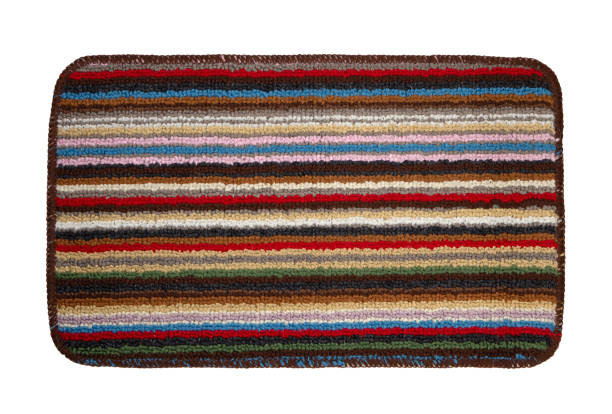 istock Colorful carpet with line pattern isolated on white background 1447105459