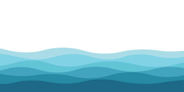ilustraciones, imágenes clip art, dibujos animados e iconos de stock de abstract blue wave - oceano