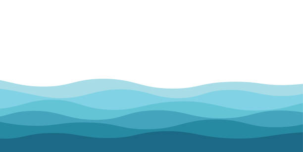 추상적임 블루 흔들다 - water wave sea backgrounds stock illustrations