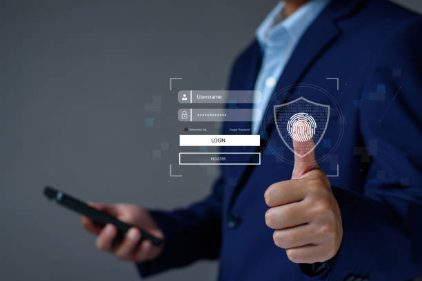 cyber security concept. user privacy security and encryption, secure internet access Future technology and cybernetics, screen padlock, biotic login technology fingerprint scanning. privacy protection concepto de seguridad cibernética. privacidad del usuario seguridad y cifrado, acceso seguro a internet tecnología futura y cibernética, candado de pantalla, tecnología de inicio de sesión biótico, escaneo de huellas dactilares. protección de la pri