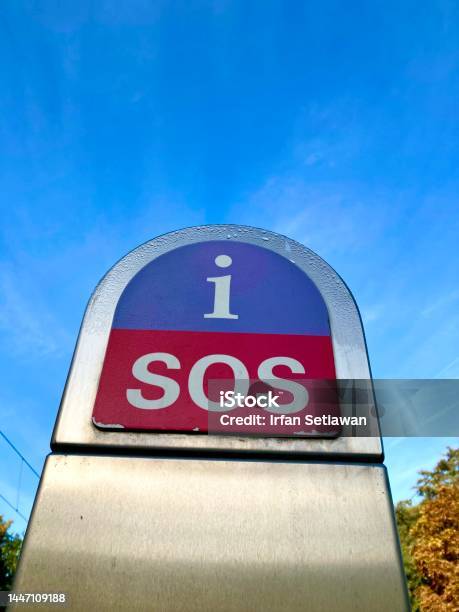 Sos Sign In A Metro Station Stock Photo - Download Image Now - Accidents and Disasters, Architecture, Assistance