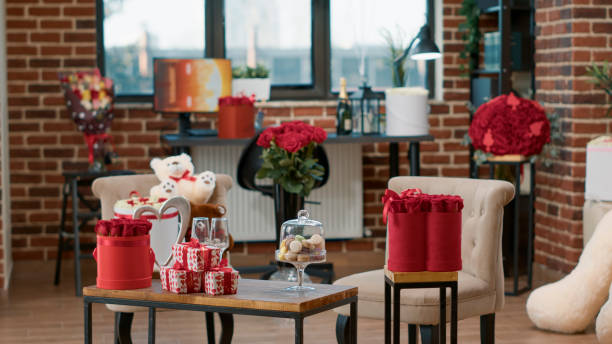 istock Elegant attractive girlfriend surprised by valentine day presents 1447109987