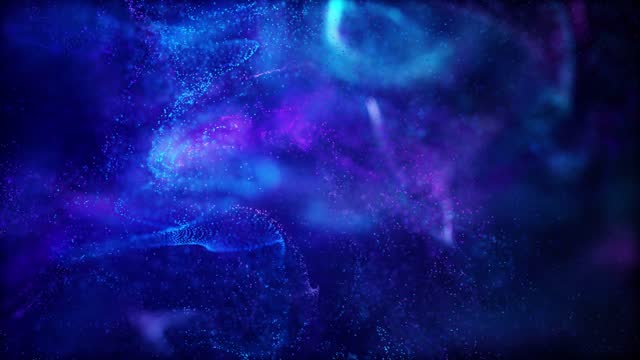 4k Abstract Particle Wave Bokeh Background - Blue, Water, Snow - Beautiful Glitter Loop stock video