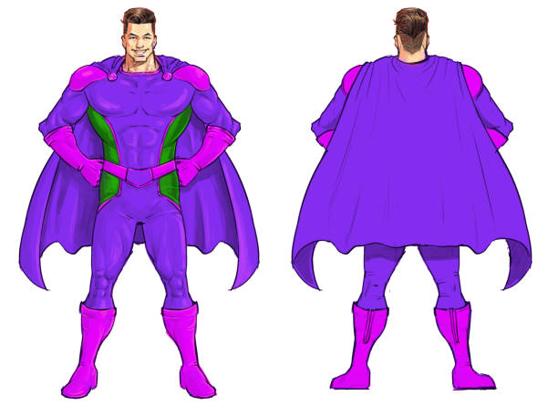 ilustrações de stock, clip art, desenhos animados e ícones de superhero costume design - superhero cape confidence futuristic