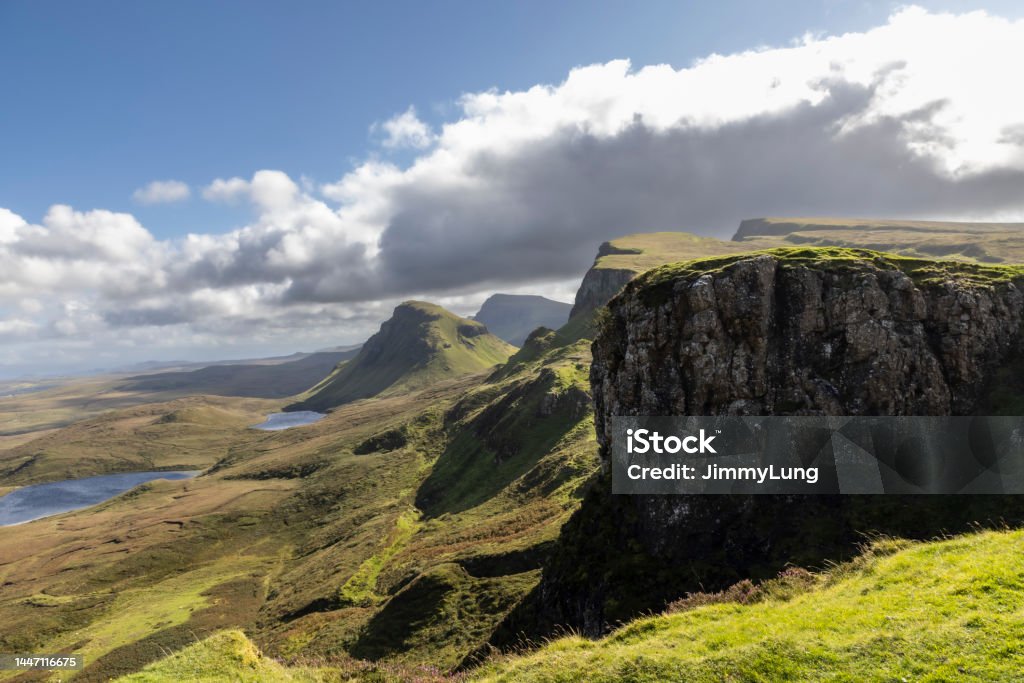 quiraing The Quiraing is a geological formation on the Scottish Isle of Skye and a hiker's paradise Adventure Stock Photo