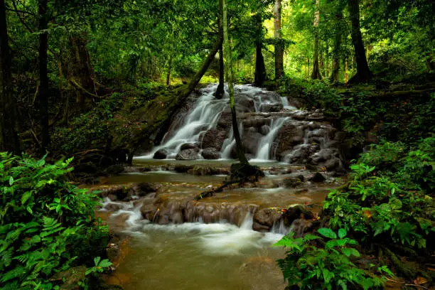 Beautiful waterfall at Sa Nang Manora forest park, Phangnga province, Thailand.