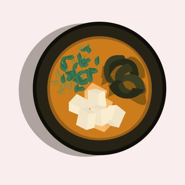 illustrazioni stock, clip art, cartoni animati e icone di tendenza di cucina nazionale giapponese, zuppa di miso. illustrazione vettoriale. - chef lunch food gourmet