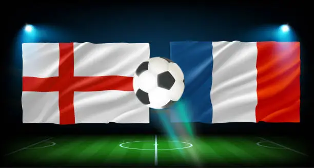 Vector illustration of Match between England and France teams. 3d vector concept