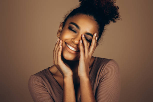 istock Beautiful afro woman with perfect make-up 1447126150