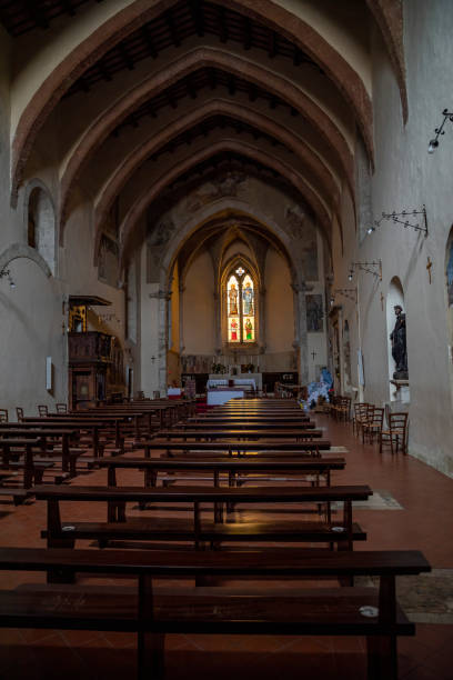 istock interior of a church with little light 1447129344