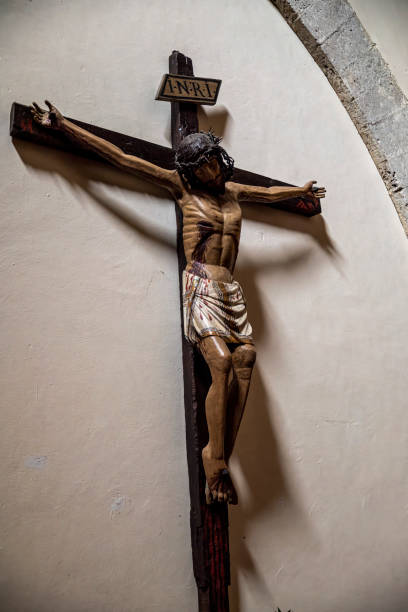 istock crucifix with jesus placed in church 1447129356