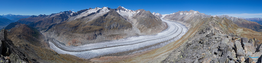 Great Aletsch Glacier seen from Bettmerhorn (Valais, Switzerland)