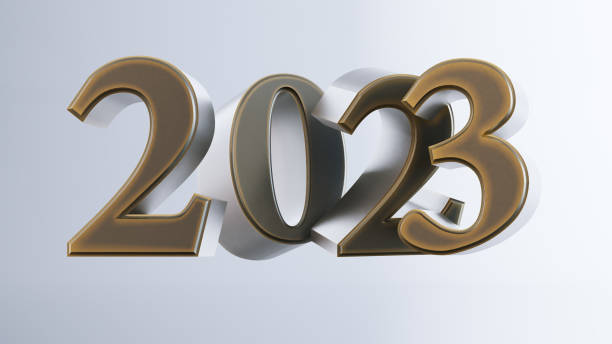 istock gold 2023 isolated on white background, happy new year concept 1447130325