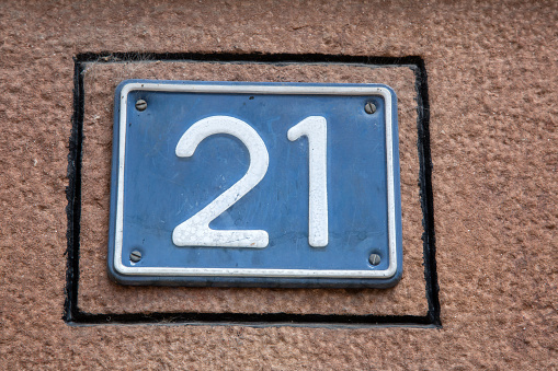 Closeup of Number Twenty-one