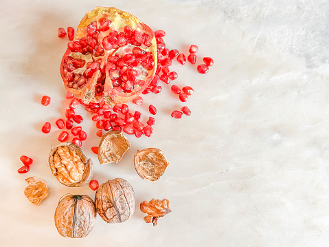 succulent pomegranate on white