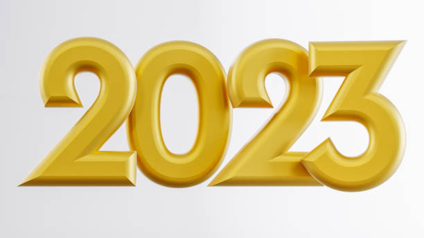istock gold 2023 isolated on white background, happy new year concept 1447133861