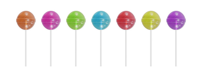 Set of colorful lollipops. Render 3d. Isolated on white background