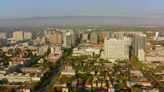 AERIAL City of San Jose, California in the morning sun