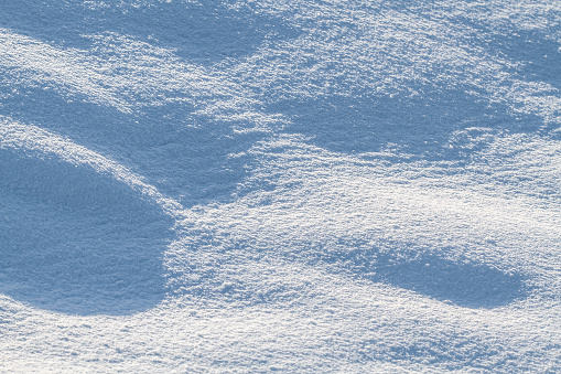 Winter snow. Snow texture. Top view of snow. Texture for design. Frosty nature background