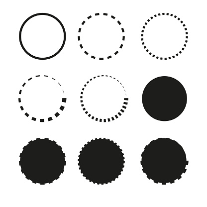 circles dash line. Circle spin set. Geometric background. Loading circles dotted. Vector illustration. Stock image. EPS 10.