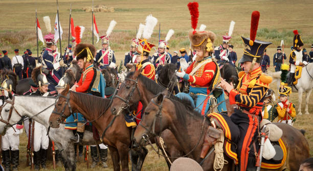 Cavalrymen on a festive formation stock photo