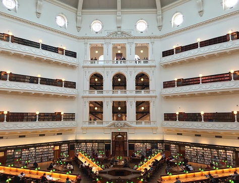 Inside of the State Library Victoria in Melbourne, Australia.