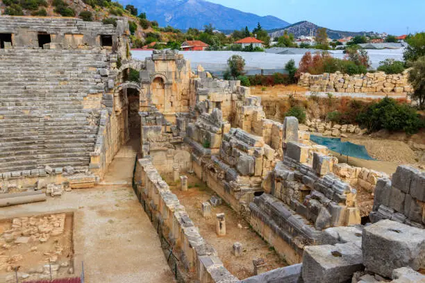 Photo of Ruins of ancient Greek-Roman theatre of Myra in Demre, Antalya province in Turkey