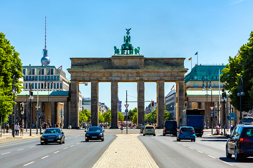 Brandenburg Gate in Berlin with traffic