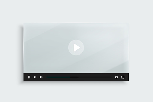 Blank mockup video player web UI template in glass style screen