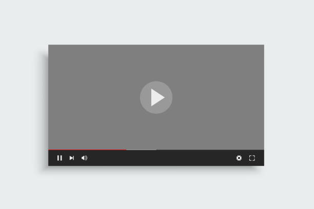 szablon odtwarzacza wideo z makietą szarego ekranu - ekran dotykowy stock illustrations